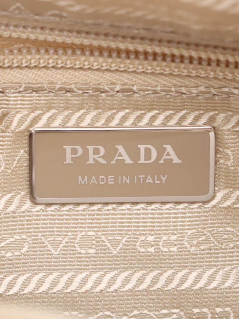 Prada Tessuto Nylon Leather Shoulder Bag Beige - Picture 10 of 13